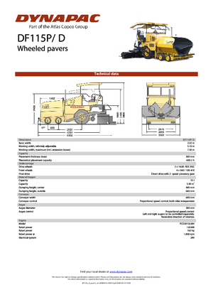 व्हील्ड एस्फाल्ट पेवर Dynapac DF 115 P/D