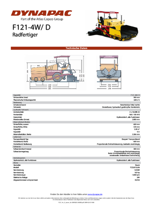 व्हील्ड एस्फाल्ट पेवर Dynapac F 121-4 W/D
