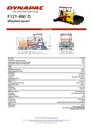 व्हील्ड एस्फाल्ट पेवर Dynapac F 121-4 W/D