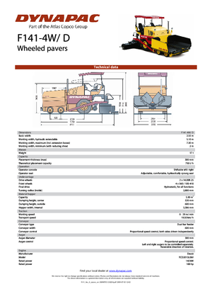 व्हील्ड एस्फाल्ट पेवर Dynapac F 141-4 W/D