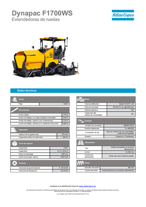 व्हील्ड एस्फाल्ट पेवर Dynapac F 1700 WS