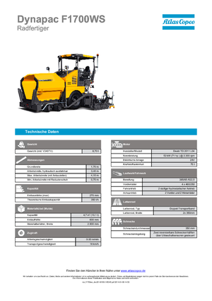 व्हील्ड एस्फाल्ट पेवर Dynapac F 1700 WS