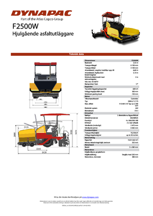 व्हील्ड एस्फाल्ट पेवर Dynapac F 2500 W 
