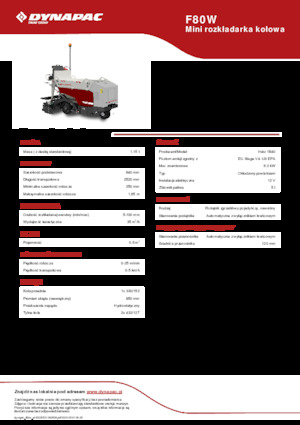 व्हील्ड एस्फाल्ट पेवर Dynapac F80W