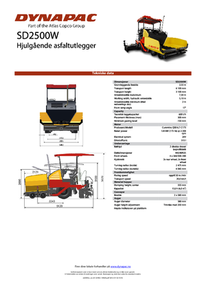 व्हील्ड एस्फाल्ट पेवर Dynapac SD 2500 W 