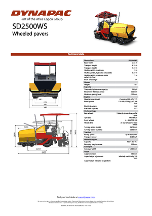 व्हील्ड एस्फाल्ट पेवर Dynapac SD 2500 WS 