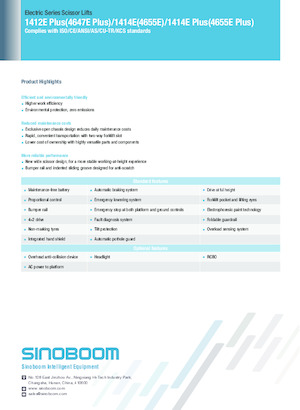 व्हील्ड सिज़र लिफ्ट Sinoboom 1412E Plus 