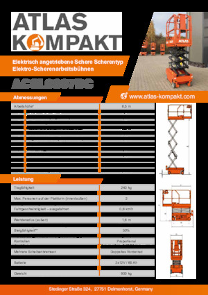 व्हील्ड सिज़र लिफ्ट Atlas Kompakt ACSL 0607 DC