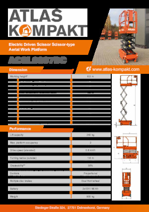 व्हील्ड सिज़र लिफ्ट Atlas Kompakt ACSL 0607 DC