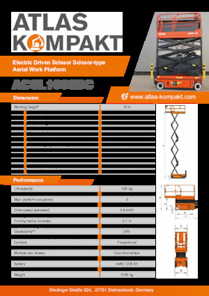 व्हील्ड सिज़र लिफ्ट Atlas Kompakt ACSL 1008 DC