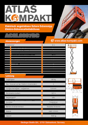 व्हील्ड सिज़र लिफ्ट Atlas Kompakt ACSL 0807 DC