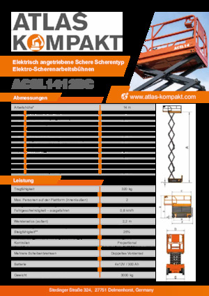 व्हील्ड सिज़र लिफ्ट Atlas Kompakt ACSL 1412 DC
