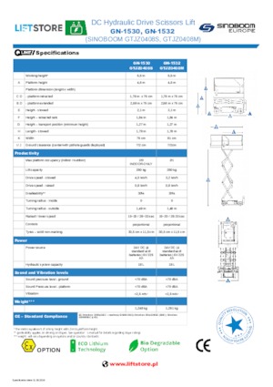 व्हील्ड सिज़र लिफ्ट Sinoboom GN 1532