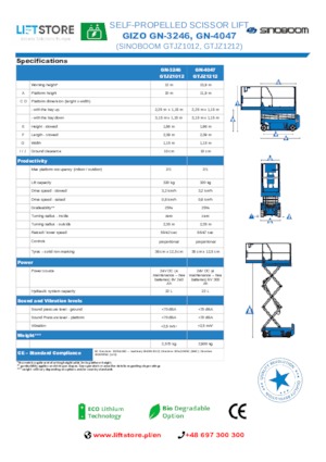 व्हील्ड सिज़र लिफ्ट Sinoboom GN 3246