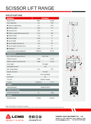 व्हील्ड सिज़र लिफ्ट LGMG  S1012E-2