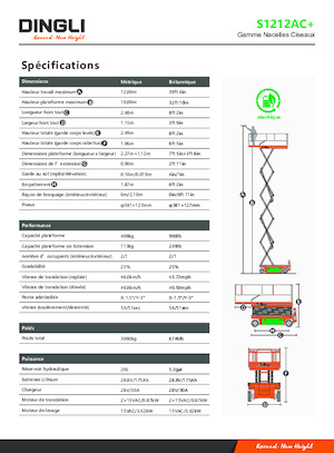 व्हील्ड सिज़र लिफ्ट Dingli S1212AC+