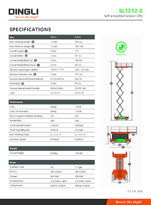 व्हील्ड सिज़र लिफ्ट Dingli SL1512-E