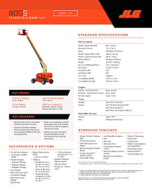 व्हील्ड टेलीस्कोपिक बूम लिफ्ट JLG 800S