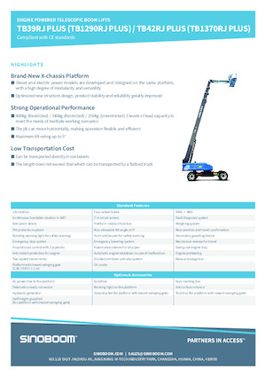 व्हील्ड टेलीस्कोपिक बूम लिफ्ट Sinoboom TB1290RJ Plus