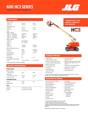 व्हील्ड टेलीस्कोपिक बूम लिफ्ट JLG 600S HC3