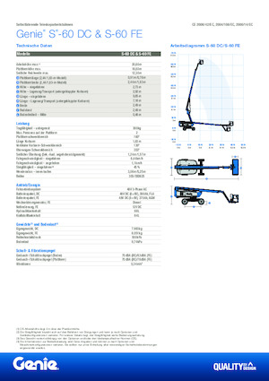 व्हील्ड टेलीस्कोपिक बूम लिफ्ट Genie S-60 DC