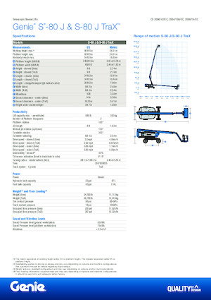 व्हील्ड टेलीस्कोपिक बूम लिफ्ट Genie S-80 J