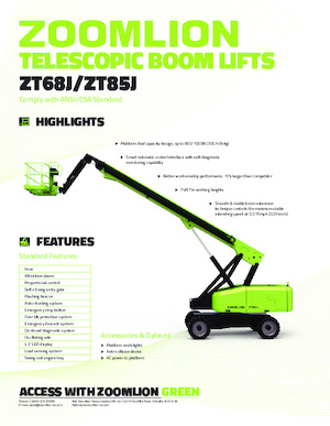 व्हील्ड टेलीस्कोपिक बूम लिफ्ट Zoomlion ZT85J
