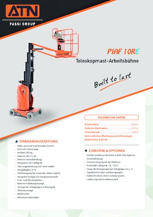 सिंगल वर्टिकल मास्ट बूम लिफ्ट ATN PIAF 10RE