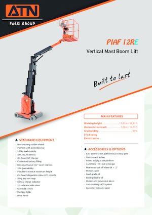 सिंगल वर्टिकल मास्ट बूम लिफ्ट ATN PIAF 12RE