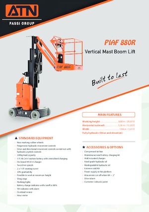 सिंगल वर्टिकल मास्ट बूम लिफ्ट ATN PIAF 880R
