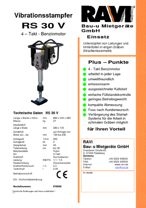 गैसोलीन और डीजल रैमर Ravi RS 30 V