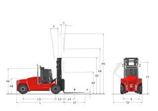 Kalmar DCG 100-6 आयाम और आकार