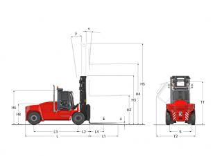 Kalmar DCG 100-6 आयाम और आकार