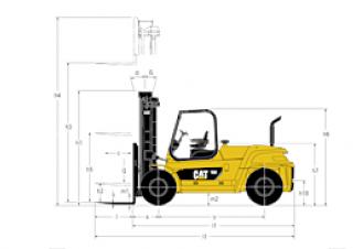 Caterpillar DP100N आयाम और आकार