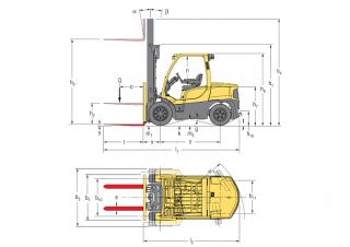 Hyster H4.5FT 6 आयाम और आकार