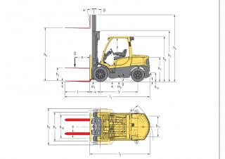Hyster H4.5FTS 5 आयाम और आकार