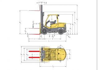 Hyster H5.0FT आयाम और आकार