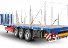कर्टन साइड / टार्पॉलिन सेमी ट्रेलर Schwarzmüller 3-axle platform semitrailer for construction steel mats - transport
