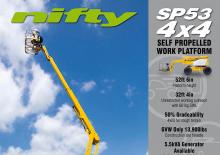 व्हील्ड आर्टिकुलेटिंग बूम लिफ्ट Niftylift SP 53